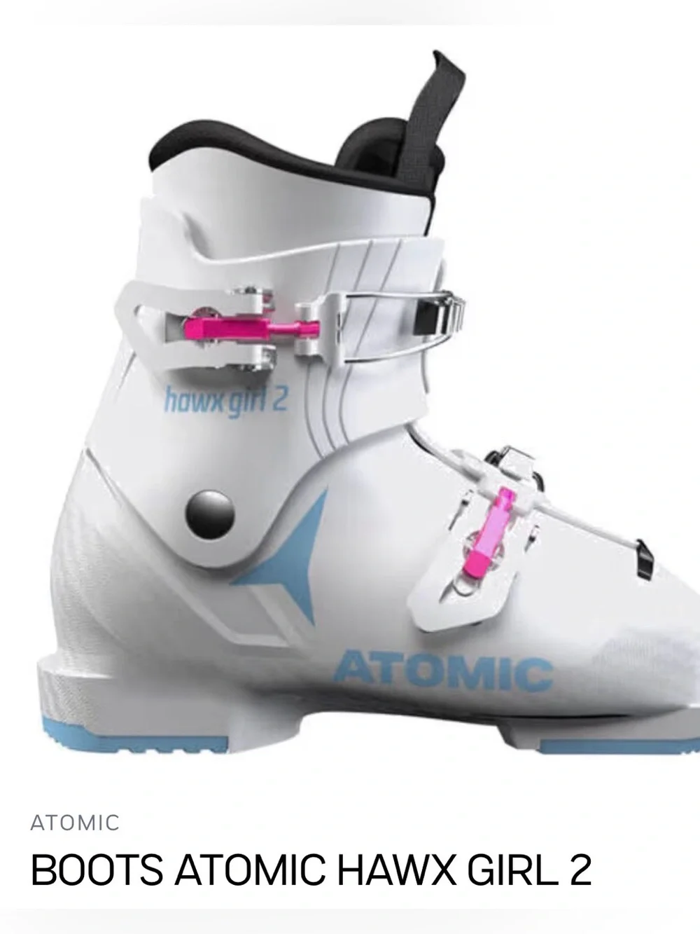 Atomic Hawx Girl 2 White Ski Boots size 19/19.5 kids size 12 12.5